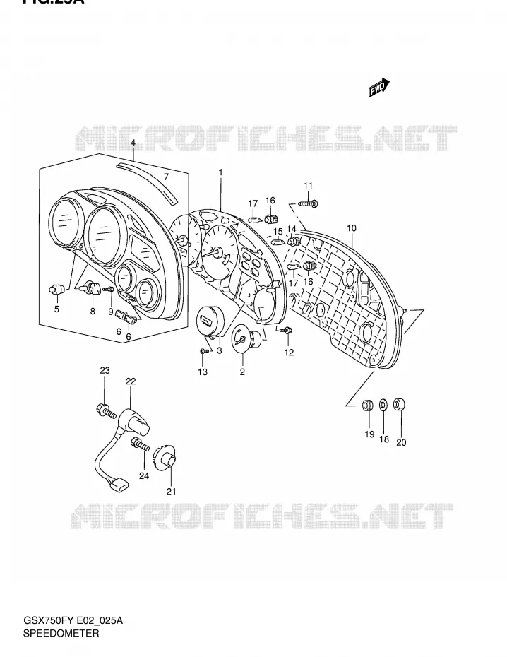 SPEEDOMETER (MODEL Y/K1) Suzuki MOTO 750 GSX-F 2003  GSX750FLK3(E2)