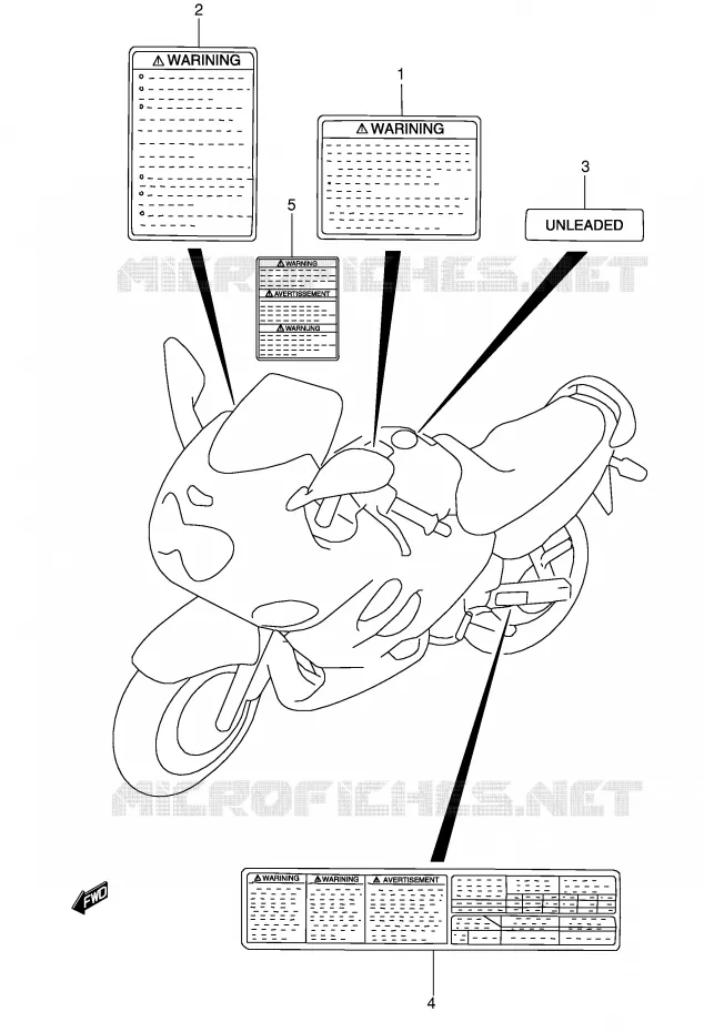WARNING LABEL (MODEL K3) Suzuki MOTO 600 GSX-F 2001  GSX600FUK1(E2)