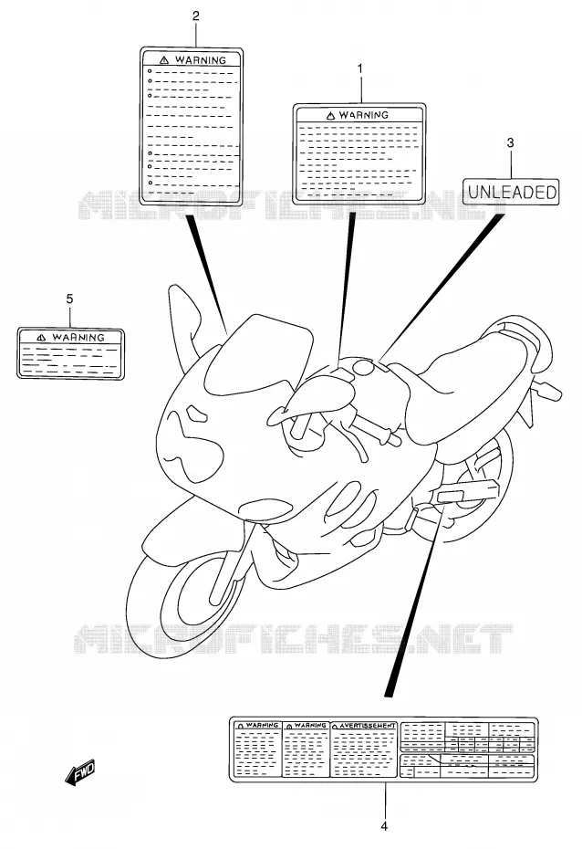 WARNING LABEL Suzuki MOTO 750 GSX-F 2004  GSX750FK4(E2)