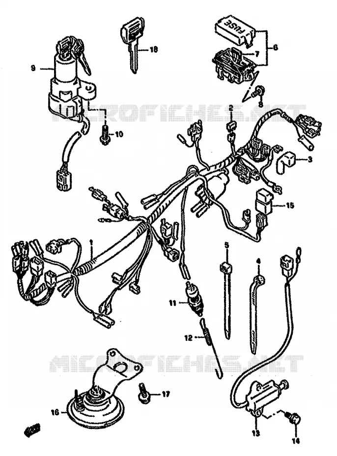 WIRING HARNESS (MODEL S/T) Suzuki MOTO 750 GSX-F 1993  GSX750FP(K-T)