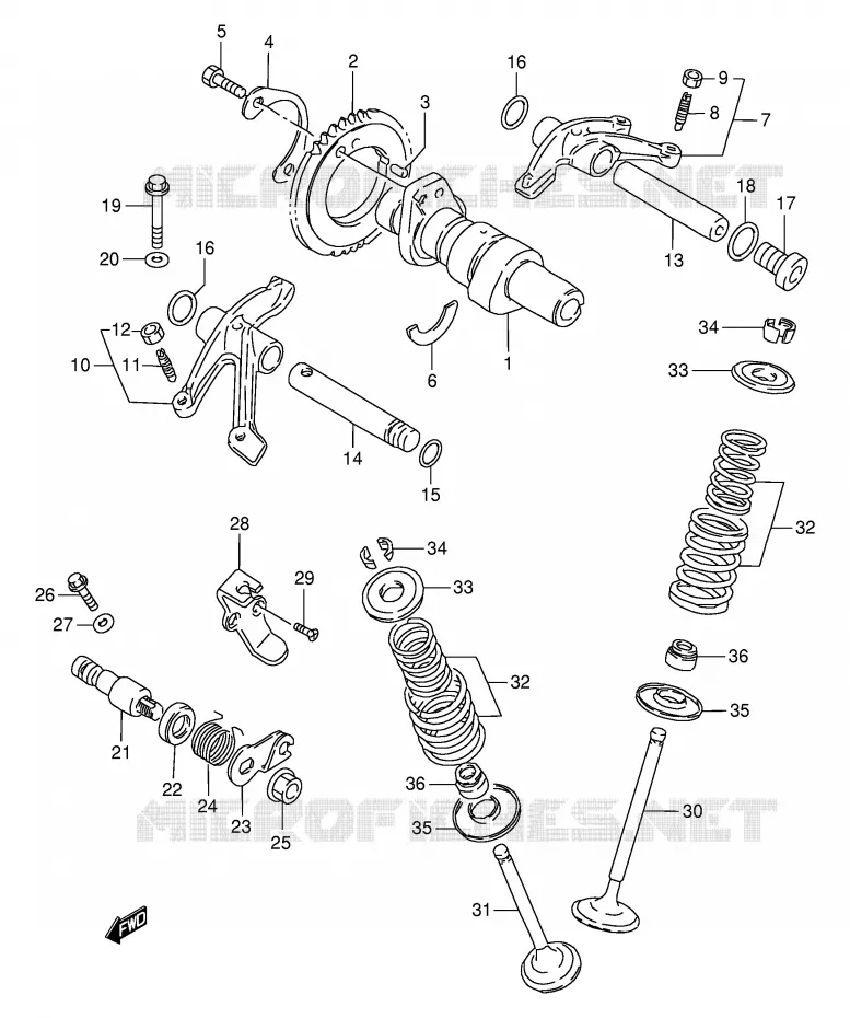 CAM SHAFT/VALVE Suzuki MOTO 650 SAVAGE 1997  LS650PV(E2)