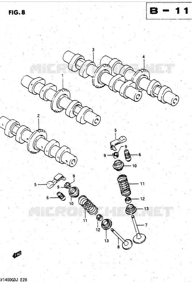 CAMSHAFT - VALVES Suzuki MOTO 1400 CAVALCADE 1987  GV1400GDH(DG-DJ/CJ)