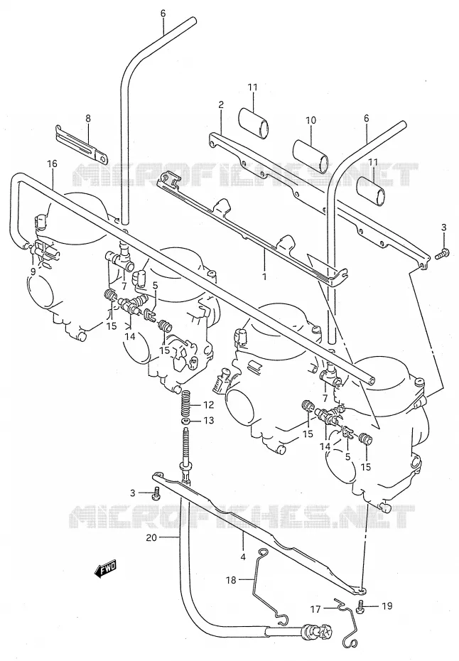 CARBURETOR FITTINGS (MODEL L/M/N/P/R/S/T) Suzuki MOTO 600 GSX-F 1988  GSX600FU2J(E28)