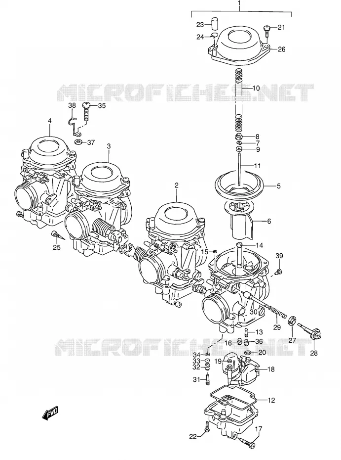 CARBURETOR (GSX600FU2R/FU2S E22) Suzuki MOTO 600 GSX-F 1992  GSX600FUN(E2)