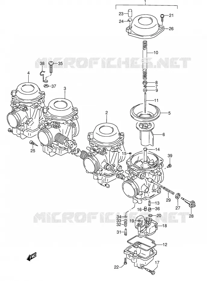 CARBURETOR (MODEL L/M/N/P/R/S,MODEL L E17 ~F.NO.107606) Suzuki MOTO 600 GSX-F 1996  GSX600FT(E2)