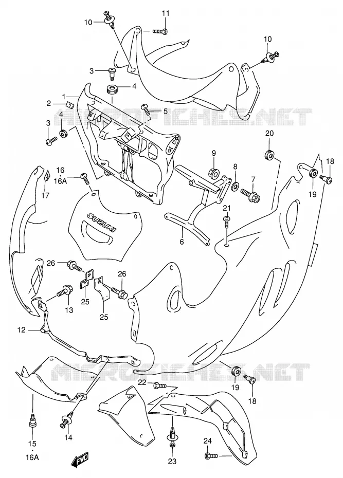 COWLING BODY INSTALLATION PARTS Suzuki MOTO 600 GSX-F 2002  GSX600FK2(E2)