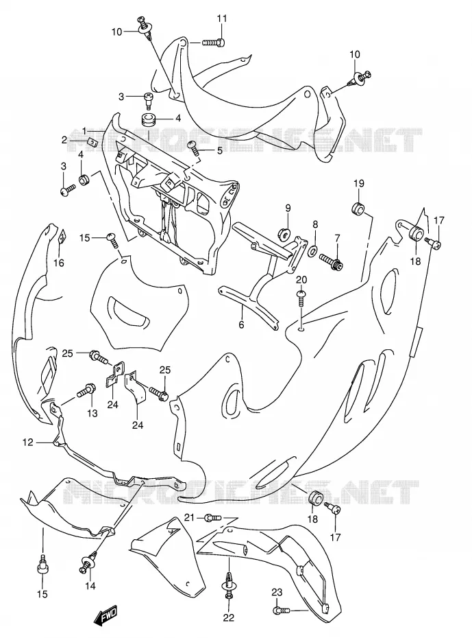 COWLING BODY INSTALLATION PARTS Suzuki MOTO 600 GSX-F 2005  GSX600FK5(E2)