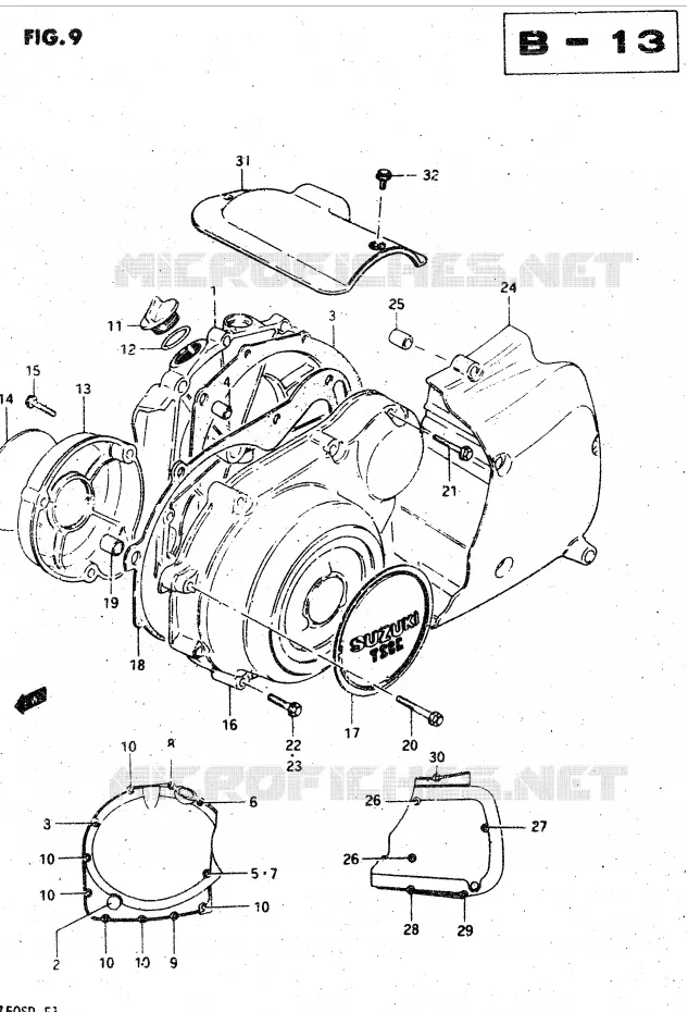 CRANKCASE COVER (MODEL D) Suzuki MOTO 750 GSX-S 1982  GSX750SZ(E1)