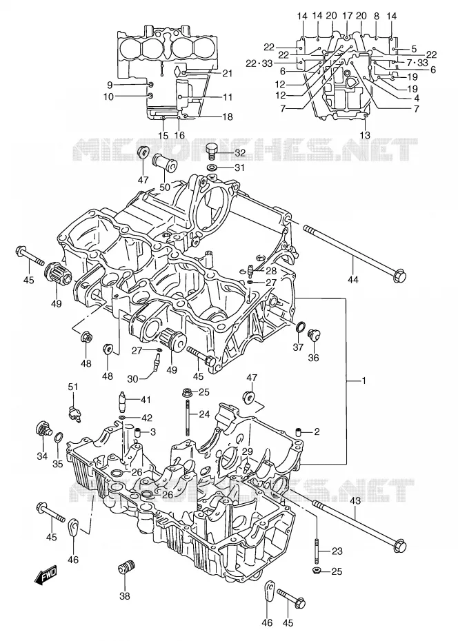 CRANKCASE Suzuki MOTO 750 GSX-F 1991  GSX750FM(E2)