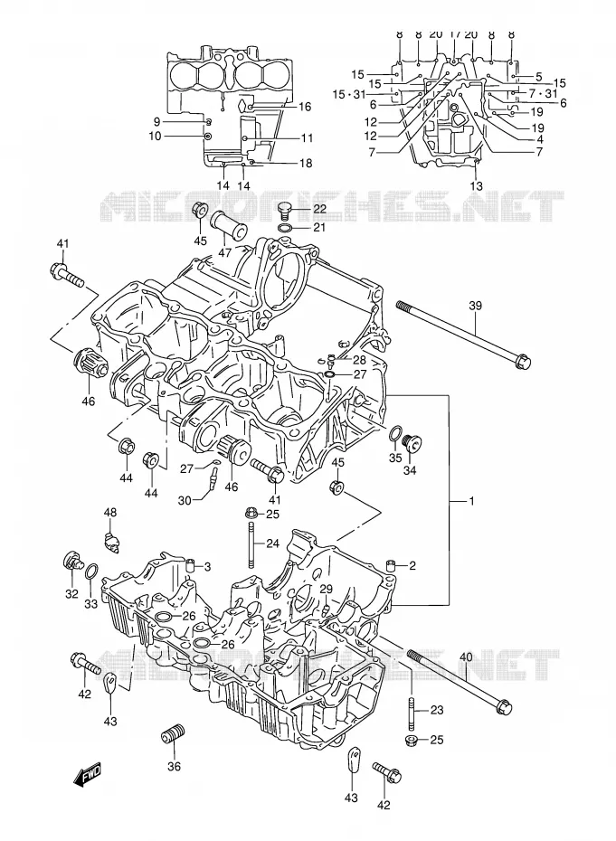 CRANKCASE Suzuki MOTO 750 GSX-F 2002  GSX750FK2(E2)