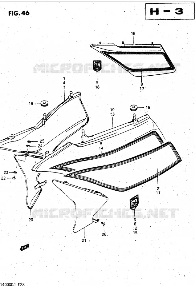 FAIRING (MODEL H/J) Suzuki MOTO 1400 CAVALCADE 1986  GV1400GDG(DG-DJ/CJ)