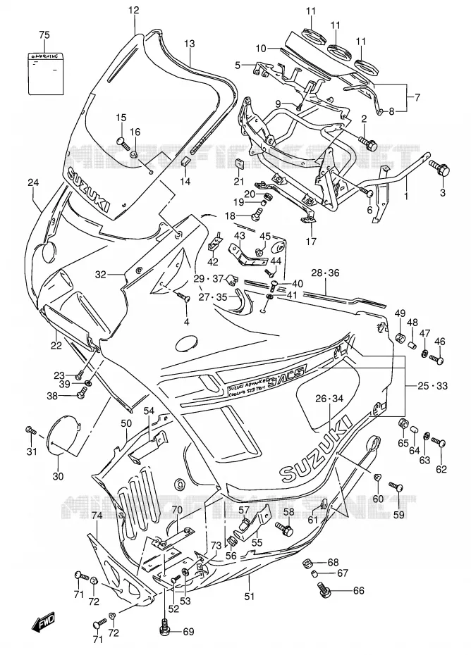 FAIRING (MODEL K 33J) Suzuki MOTO 600 GSX-F 1991  GSX600FM(E2)