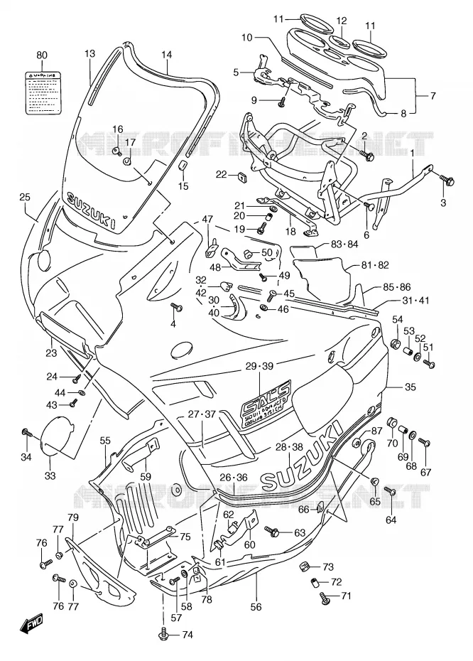 FAIRING (MODEL K) Suzuki MOTO 750 GSX-F 1991  GSX750FM(E2)