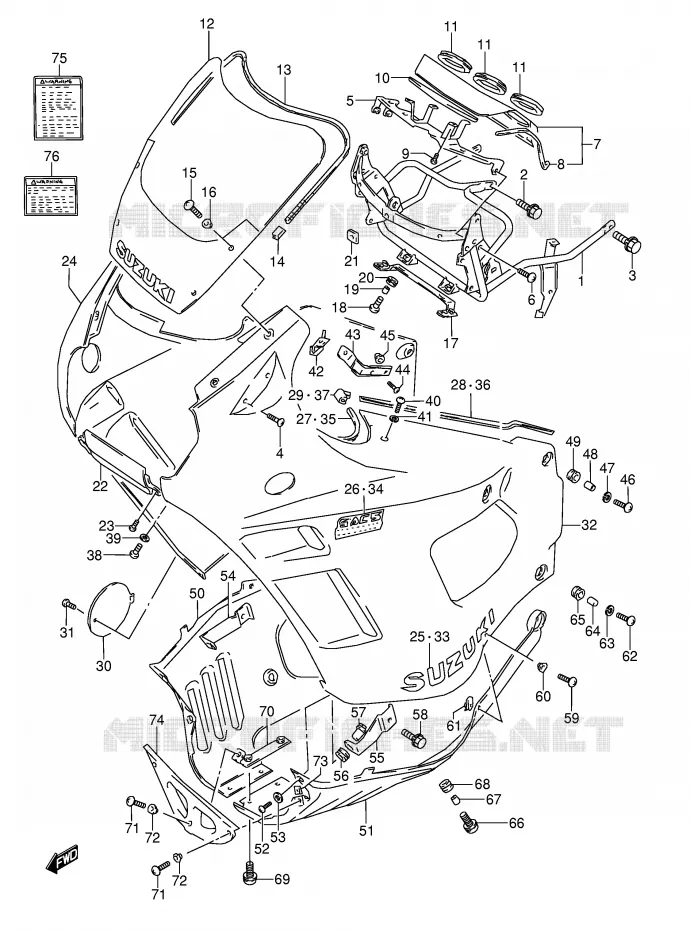 FAIRING (MODEL M 28V) Suzuki MOTO 600 GSX-F 1996  GSX600FT(E2)