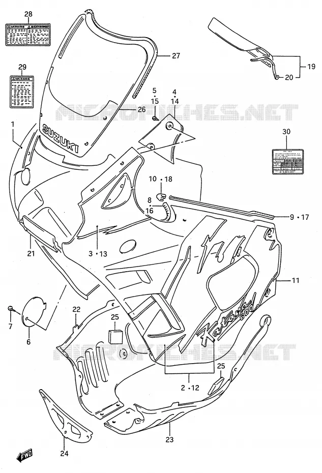 FAIRING (MODEL N) Suzuki MOTO 600 GSX-F 1993  GSX600FP(E28)