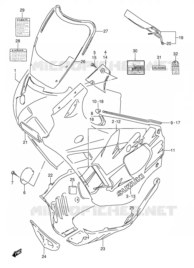 FAIRING (MODEL P) Suzuki MOTO 600 GSX-F 1988  GSX600FU2J(E2)