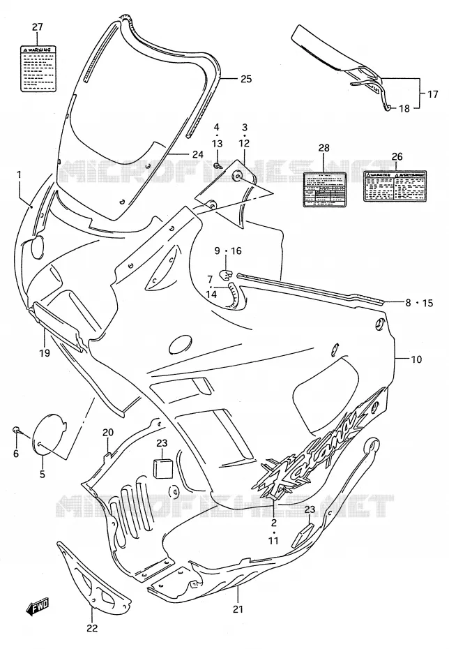 FAIRING (MODEL R) Suzuki MOTO 600 GSX-F 1991  GSX600FUM(E28)