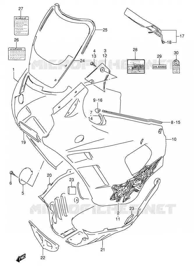 FAIRING (MODEL R) Suzuki MOTO 600 GSX-F 1992  GSX600FU2N(E2)