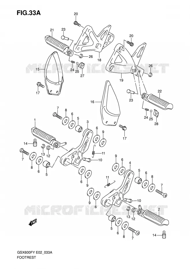 FOOTREST (MODEL K1/K2/K3) Suzuki MOTO 600 GSX-F 2000  GSX600FUY(E2)