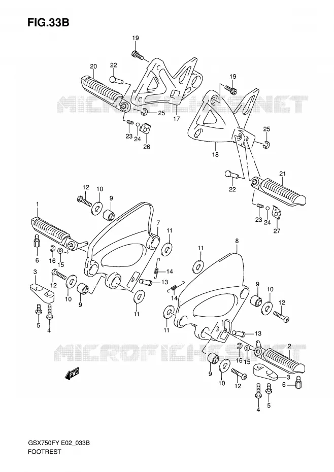 FOOTREST (MODEL K1/K2/K3) Suzuki MOTO 750 GSX-F 2001  GSX750FK1(E2)