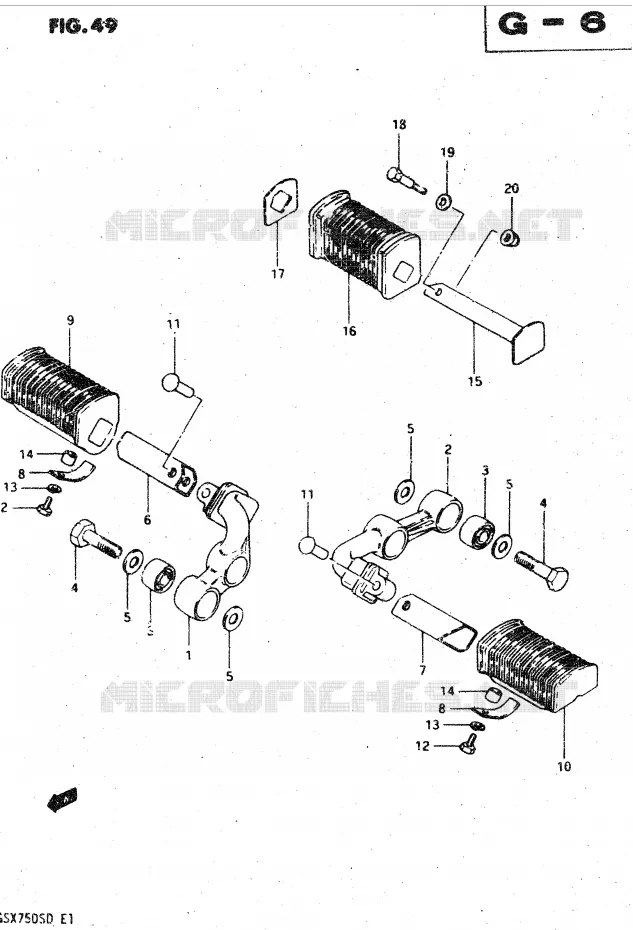 FOOTREST (MODEL Z) Suzuki MOTO 750 GSX-S 1982  GSX750SZ(E1)