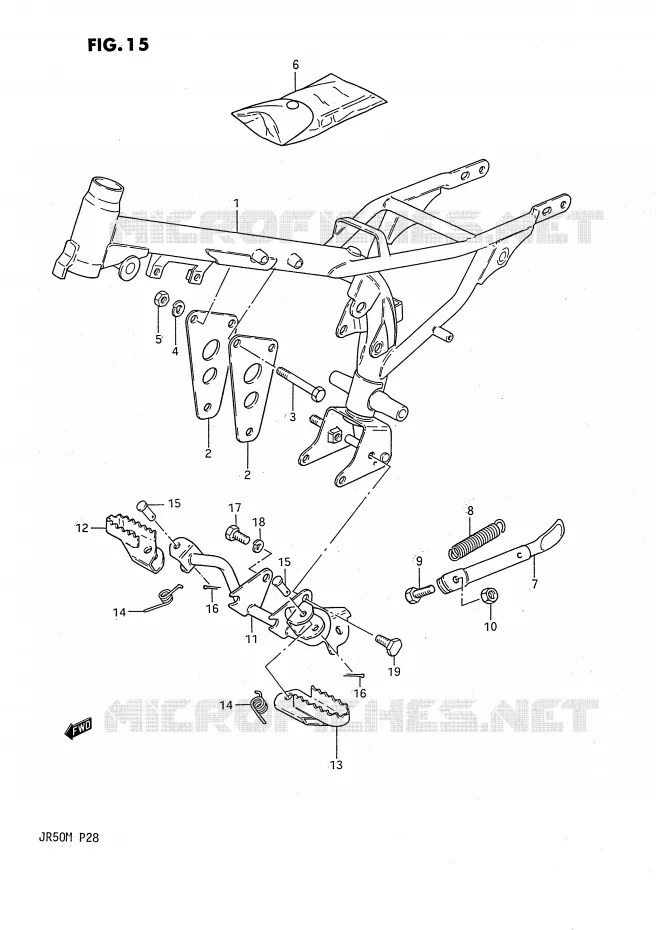 FRAME - FOOTREST Suzuki MOTO 50 JR 1987  JR50H(P28)
