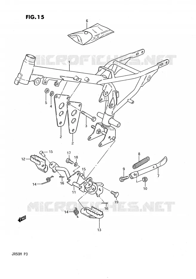 FRAME - FOOTREST Suzuki MOTO 50 JR 1990  JR50L(P3)