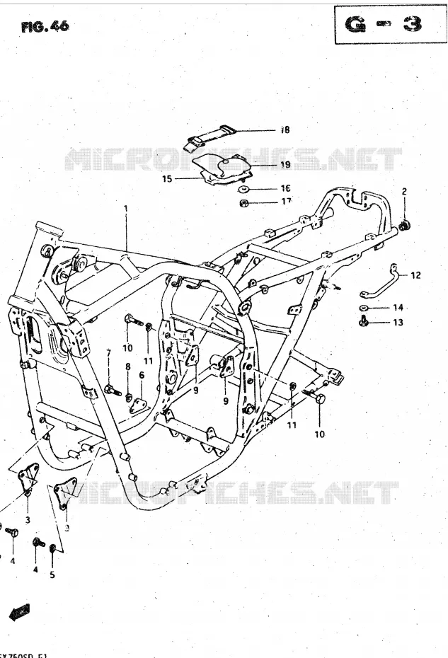 FRAME (MODEL D) Suzuki MOTO 750 GSX-S 1983  GSX750SD(E1)
