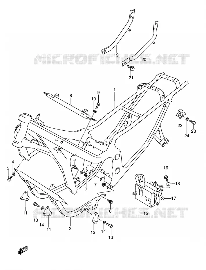 FRAME (MODEL J/K/L/M/N) Suzuki MOTO 600 GSX-F 1991  GSX600FM(E2)