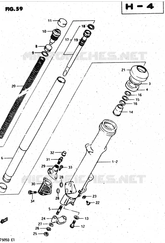 FRONT FORK (MODEL D) Suzuki MOTO 750 GSX-S 1983  GSX750SD(E1)