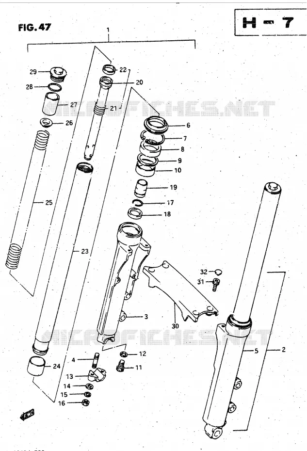 FRONT FORK (MODEL G) Suzuki MOTO 1400 CAVALCADE 1986  GV1400GDG(DG-DJ/CJ)