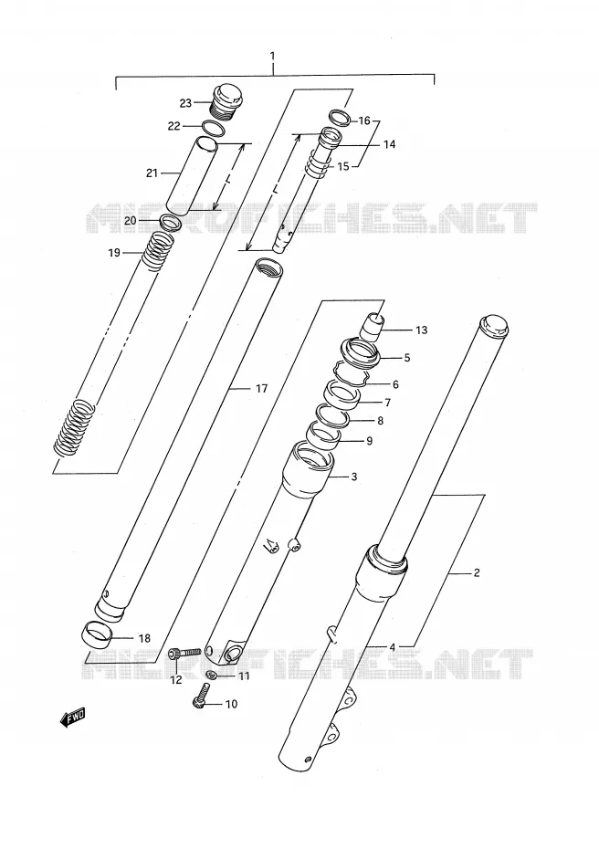 FRONT FORK Suzuki MOTO 650 BOULEVARD 1990  LS650FL(E28)