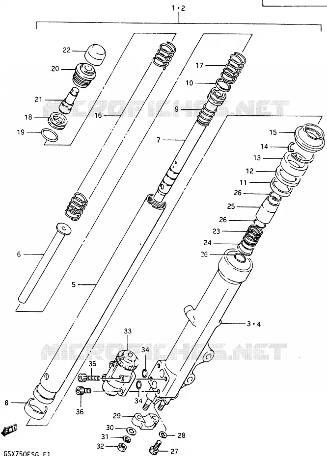 FRONT FORK Suzuki MOTO 750 GSX-E 1985  GSX750ESF(F)