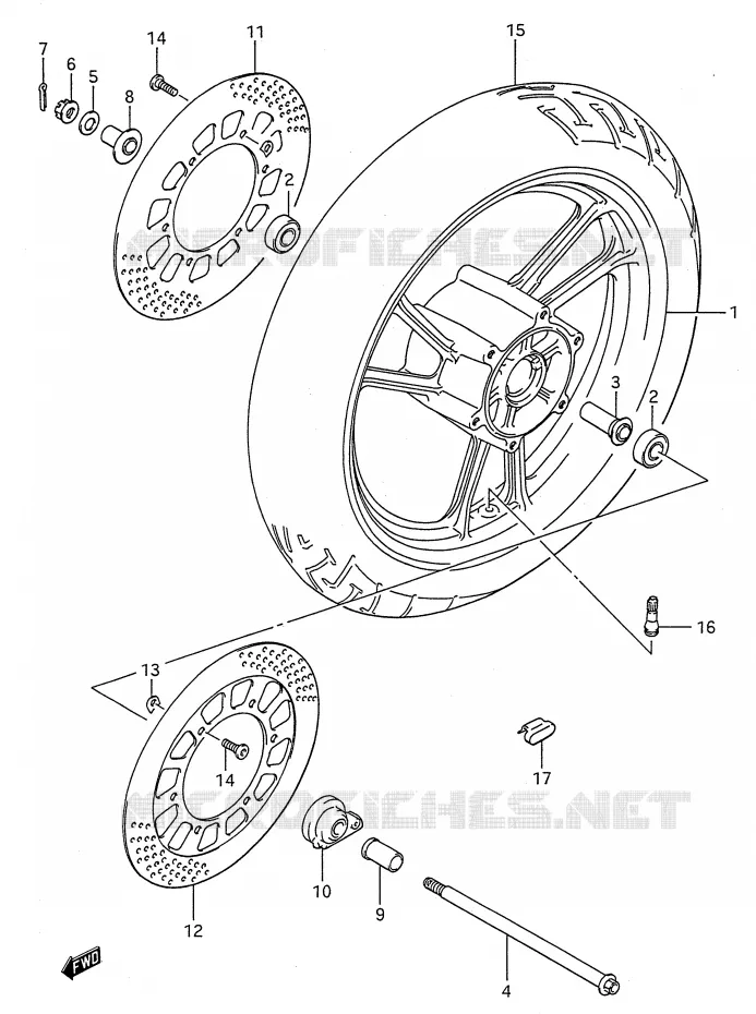 FRONT WHEEL (MODEL J) Suzuki MOTO 600 GSX-F 1992  GSX600FN(E28)