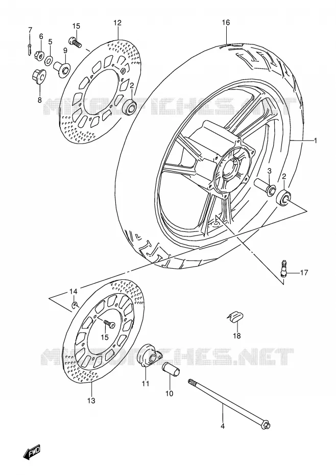 FRONT WHEEL (MODEL J) Suzuki MOTO 600 GSX-F 1992  GSX600FUN(E2)