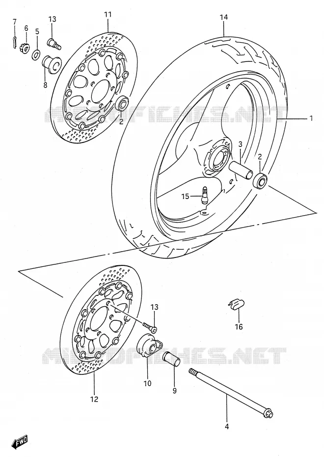 FRONT WHEEL (MODEL K/L/M/N/P/R/S/T) Suzuki MOTO 600 GSX-F 1988  GSX600FJ(E28)
