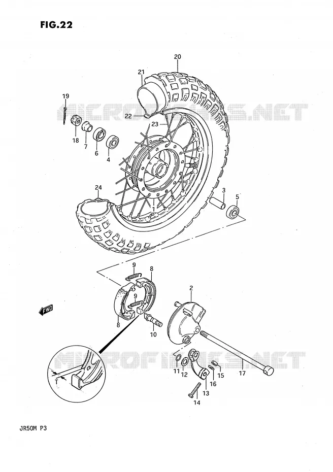 FRONT WHEEL Suzuki MOTO 50 JR 1987  JR50H(P3)