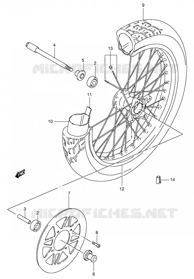 FRONT WHEEL Suzuki MOTO 650 SAVAGE 2000  LS650PY(E3/E28)