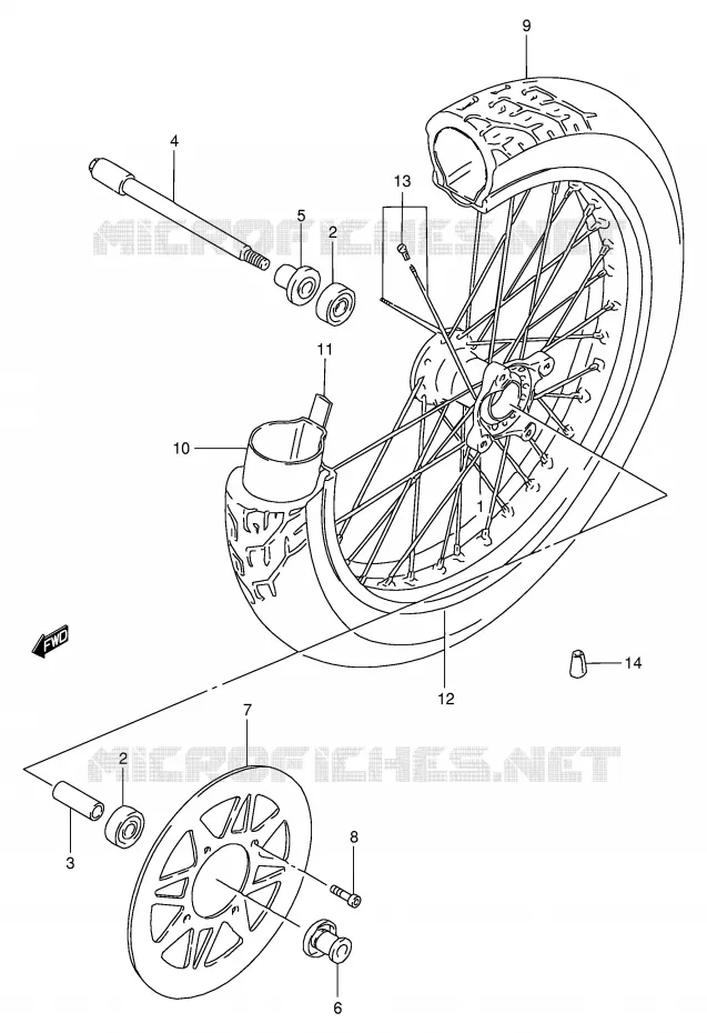 FRONT WHEEL Suzuki MOTO 650 SAVAGE 2002  LS650PK2(E2)