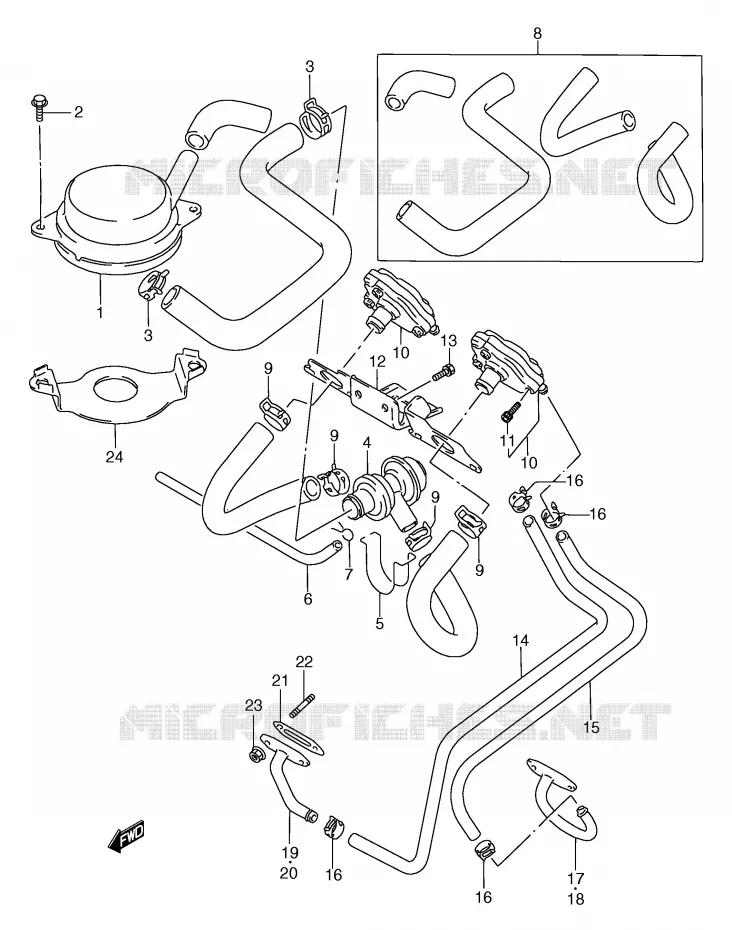 FUEL EVAP SYSTEM (E18,MODEL N E39) Suzuki MOTO 750 GSX-F 1993  GSX750FP(E2)