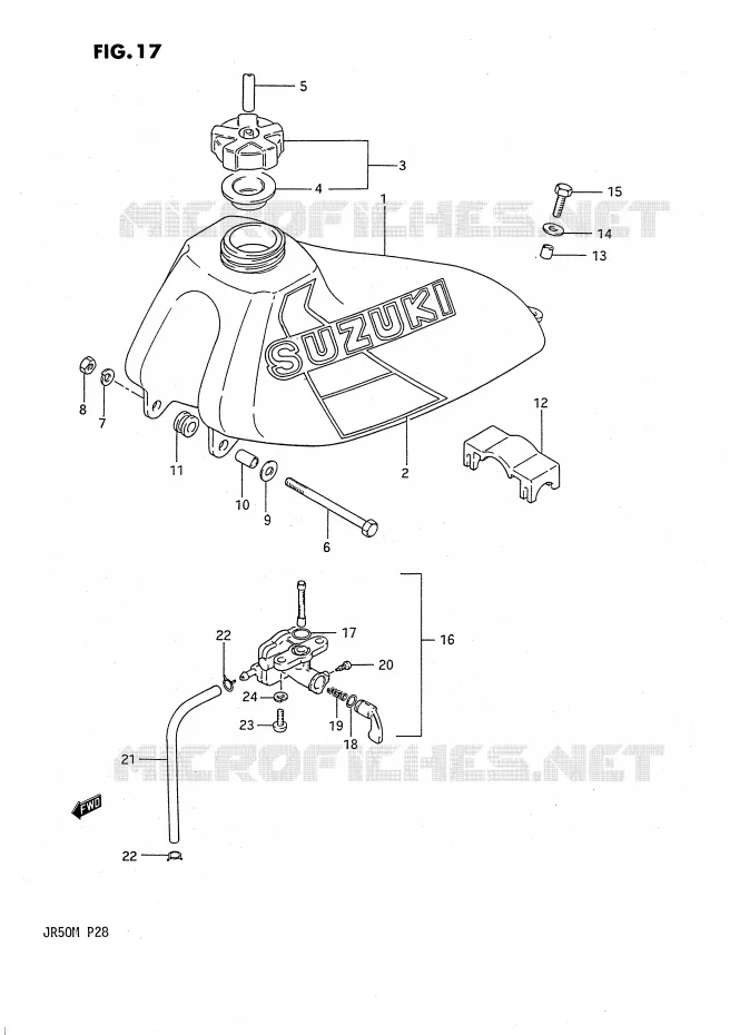 FUEL TANK (MODEL E) Suzuki MOTO 50 JR 1991  JR50M(P28)
