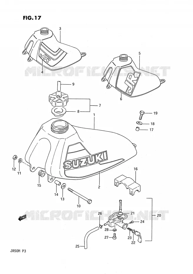 FUEL TANK (MODEL F/G/H) Suzuki MOTO 50 JR 1990  JR50L(P3)