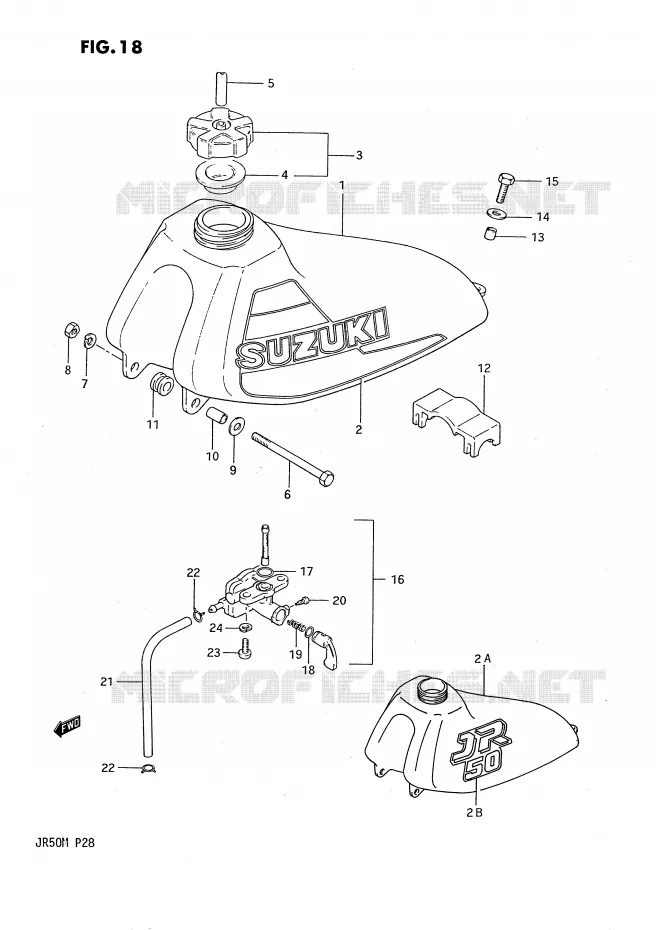 FUEL TANK (MODEL F/L) Suzuki MOTO 50 JR 1987  JR50H(P28)