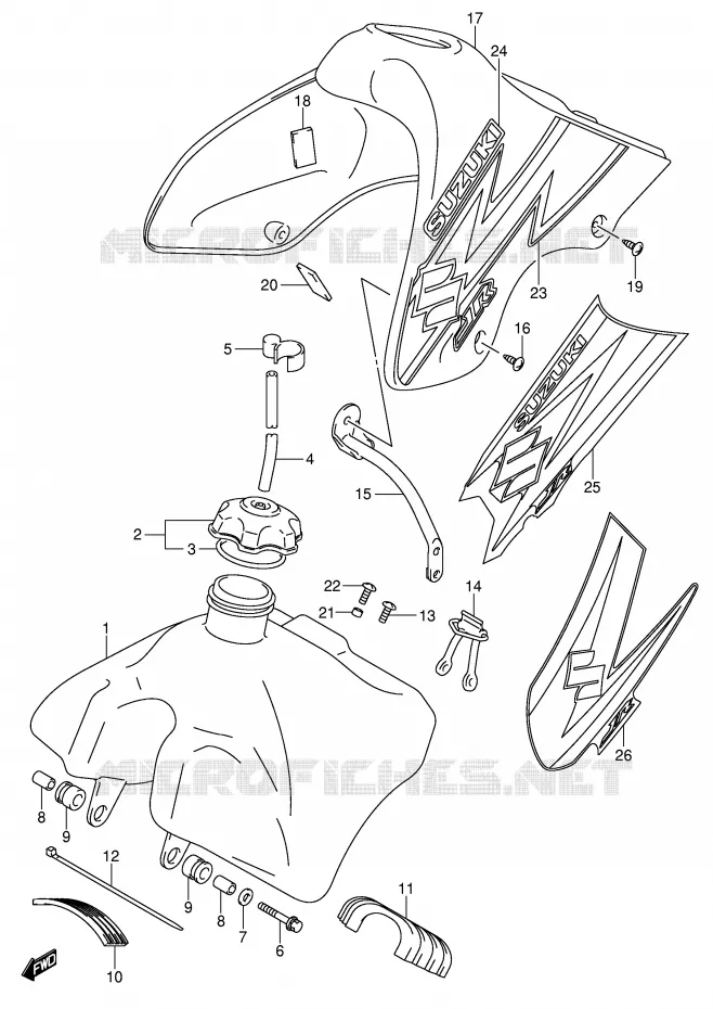 FUEL TANK (MODEL K3/K4/K5) Suzuki MOTO 80 JR 2003  JR80K3(P3/P28)