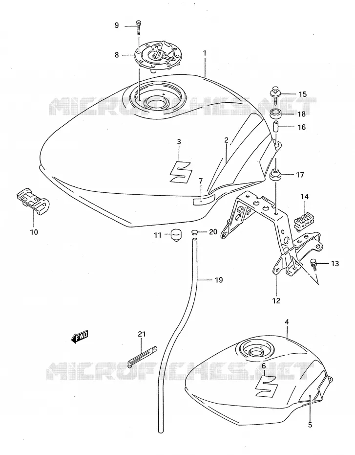 FUEL TANK (MODEL M/N) Suzuki MOTO 750 GSX-F 1991  GSX750FM(E28)