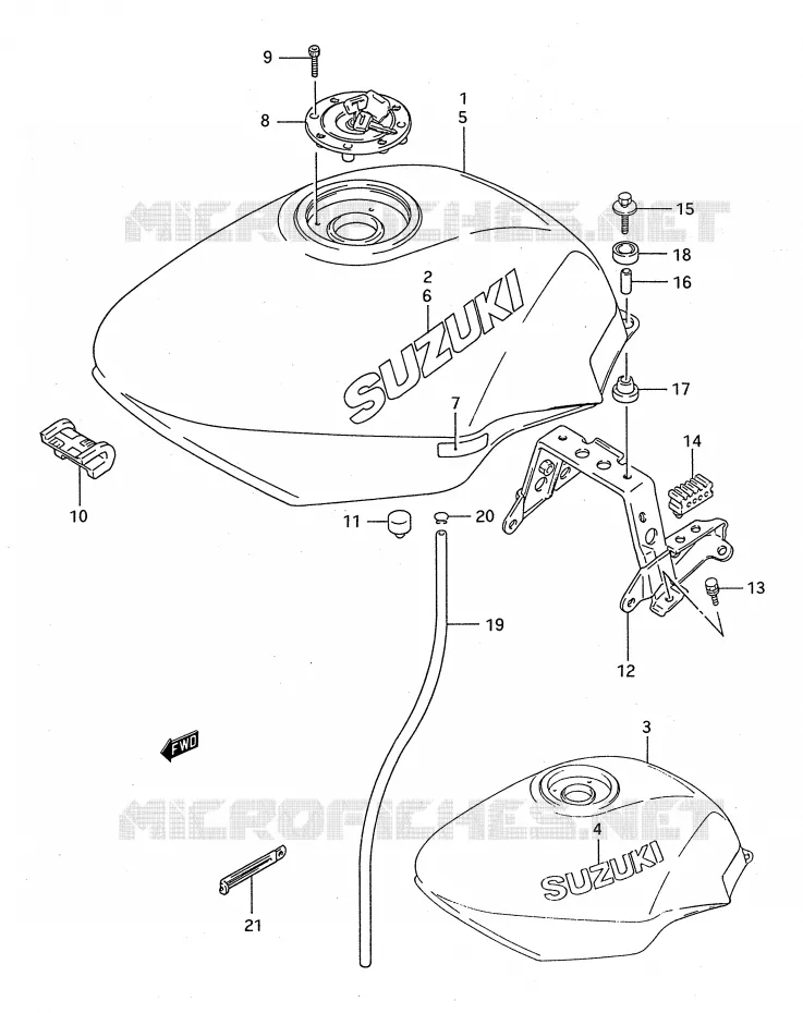 FUEL TANK (MODEL P/R/S/T) Suzuki MOTO 750 GSX-F 1989  GSX750FK(E28)