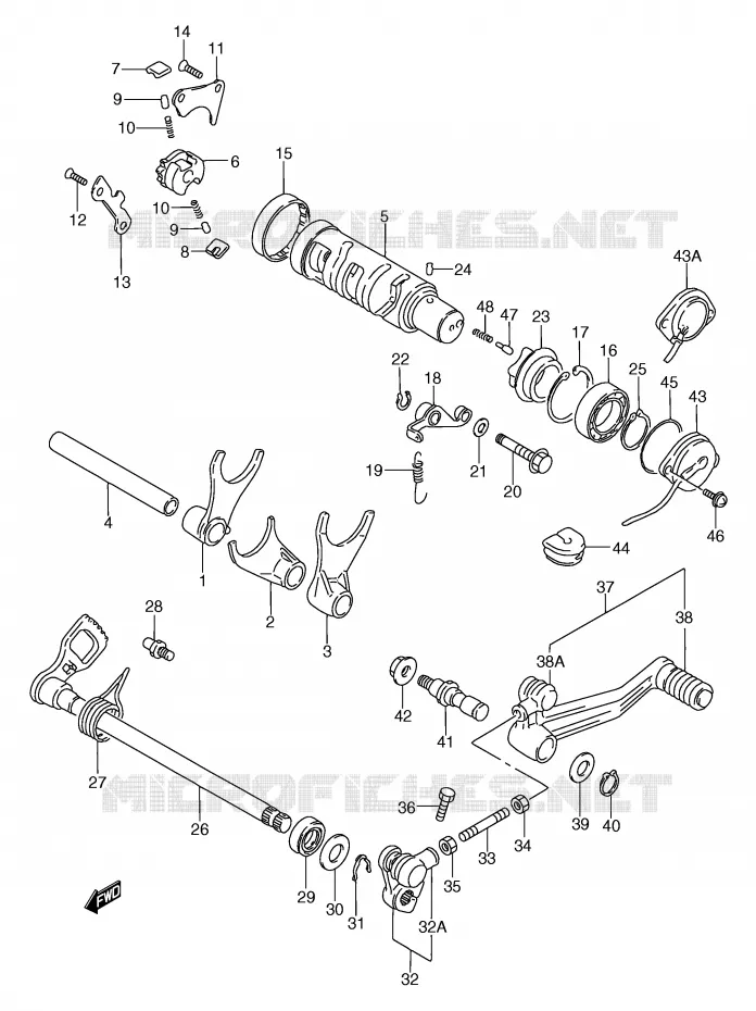 GEAR SHIFTING ASSY Suzuki MOTO 750 GSX-F 1995  GSX750FS(E2)