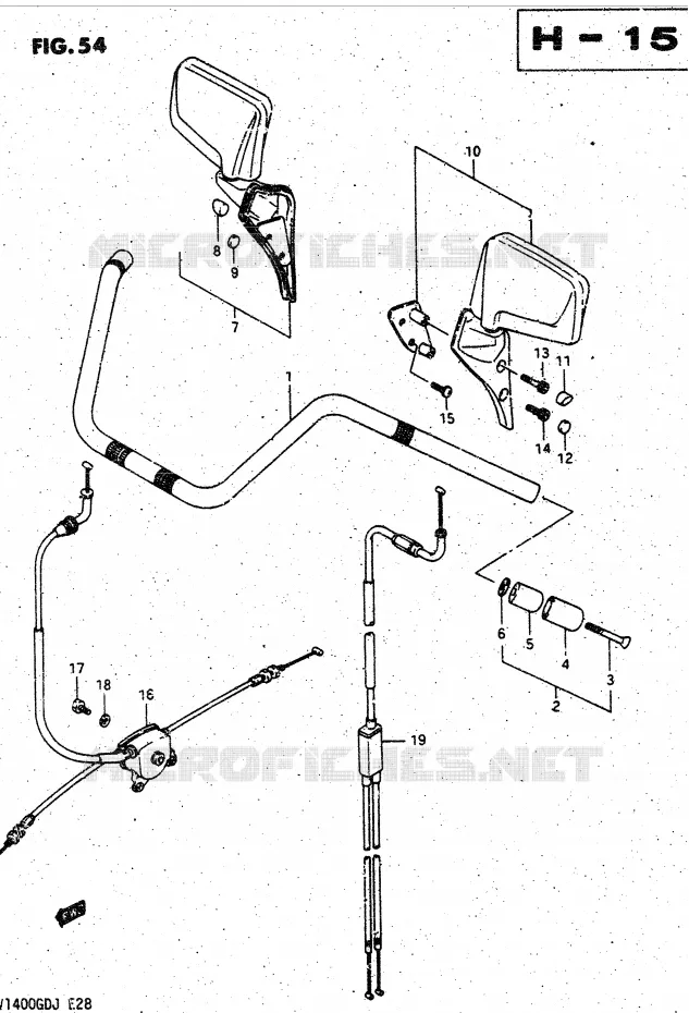 HANDLEBAR - CABLES (MODEL H/J) Suzuki MOTO 1400 CAVALCADE 1986  GV1400GDG(DG-DJ/CJ)