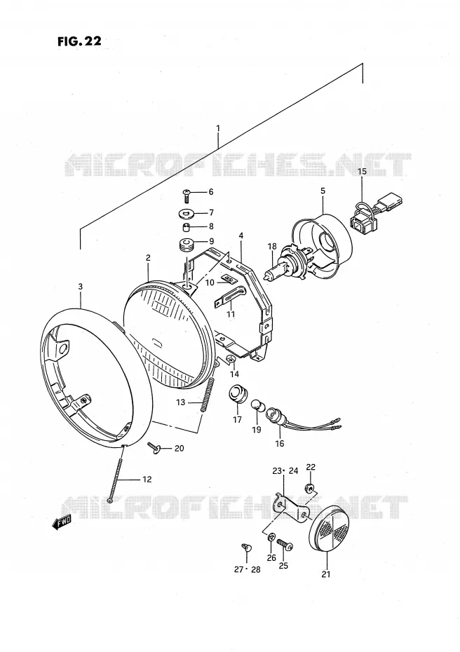 HEADLIGHT (MODEL G/J/K/L/M) Suzuki MOTO 650 SAVAGE 1990  LS650PL(E2)