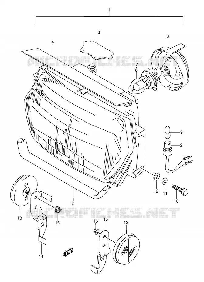 HEADLIGHT (MODEL J/K/L/M/N) Suzuki MOTO 600 GSX-F 1992  GSX600FN(E2)